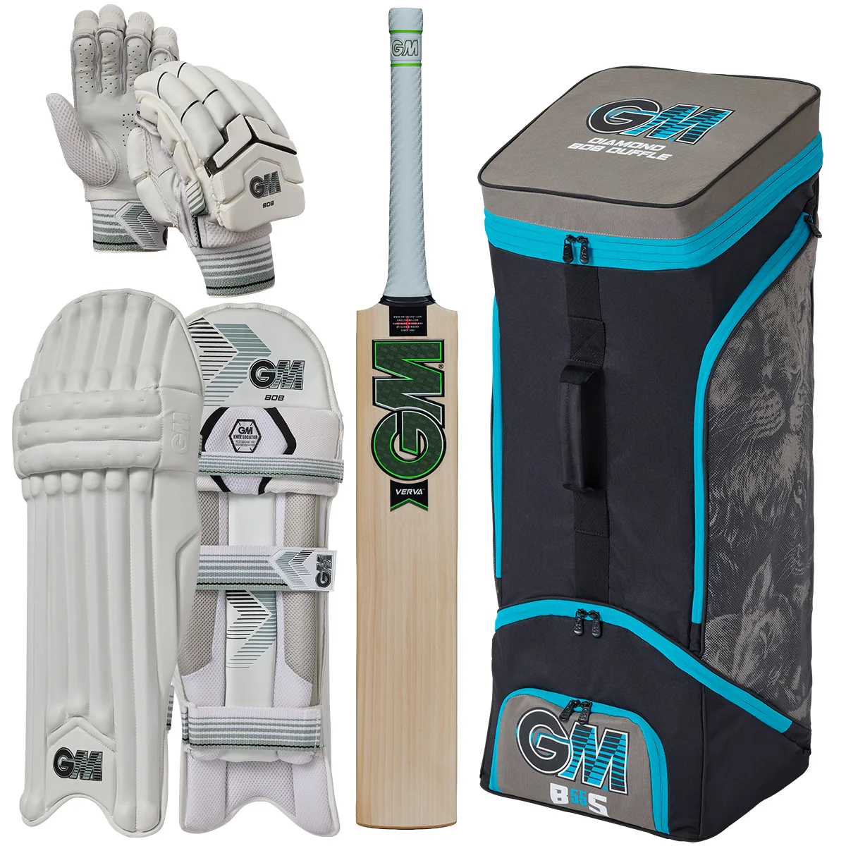 Gunn & Moore Verva DXM 808 Cricket Bat, Gloves, Pads & Bag Bundle