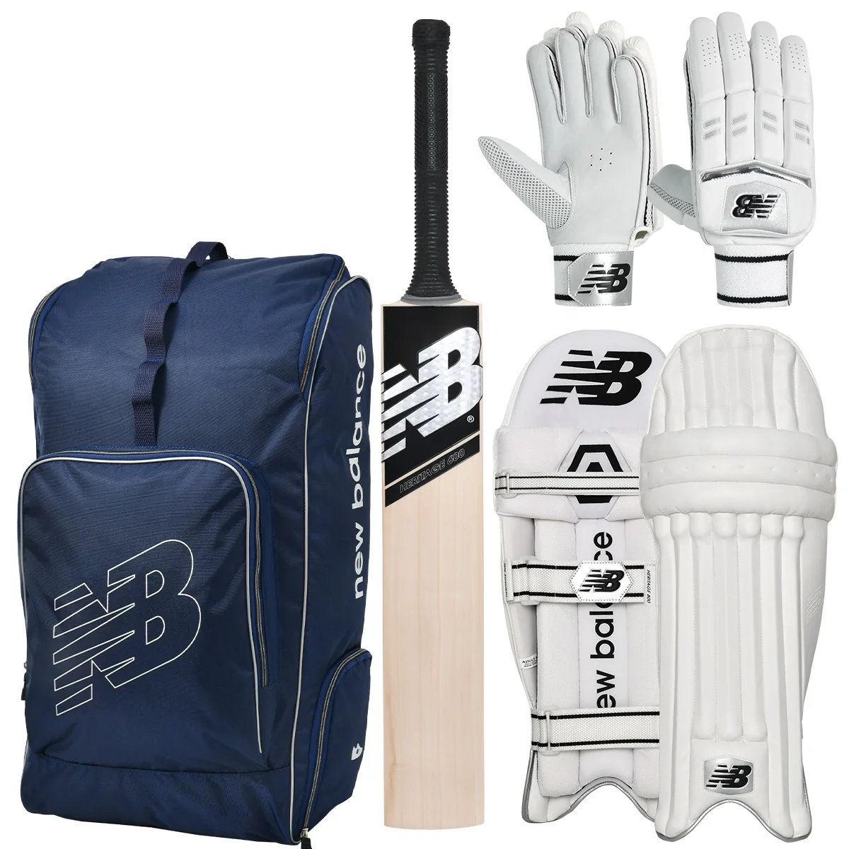 New Balance Heritage 600 Cricket Bat, Gloves, Pads & Bag Bundle