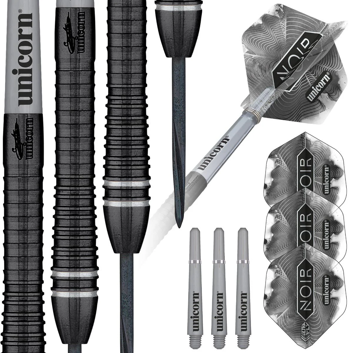 Unicorn Gary Anderson Noir 90% Tungsten Phase 6 Steel Tip Darts